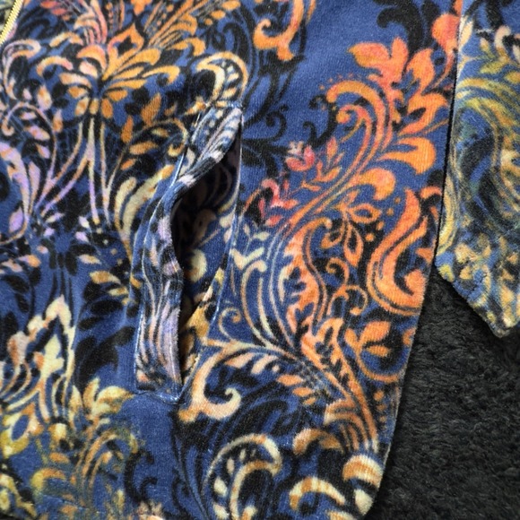 Onque Casual Petite Small Multicolor Damask Velour Zip Jacket‎ - Picture 6 of 9